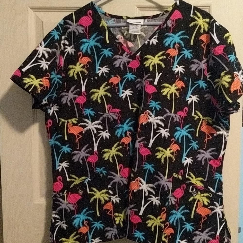 Scrubstar top with Flamingos 2X